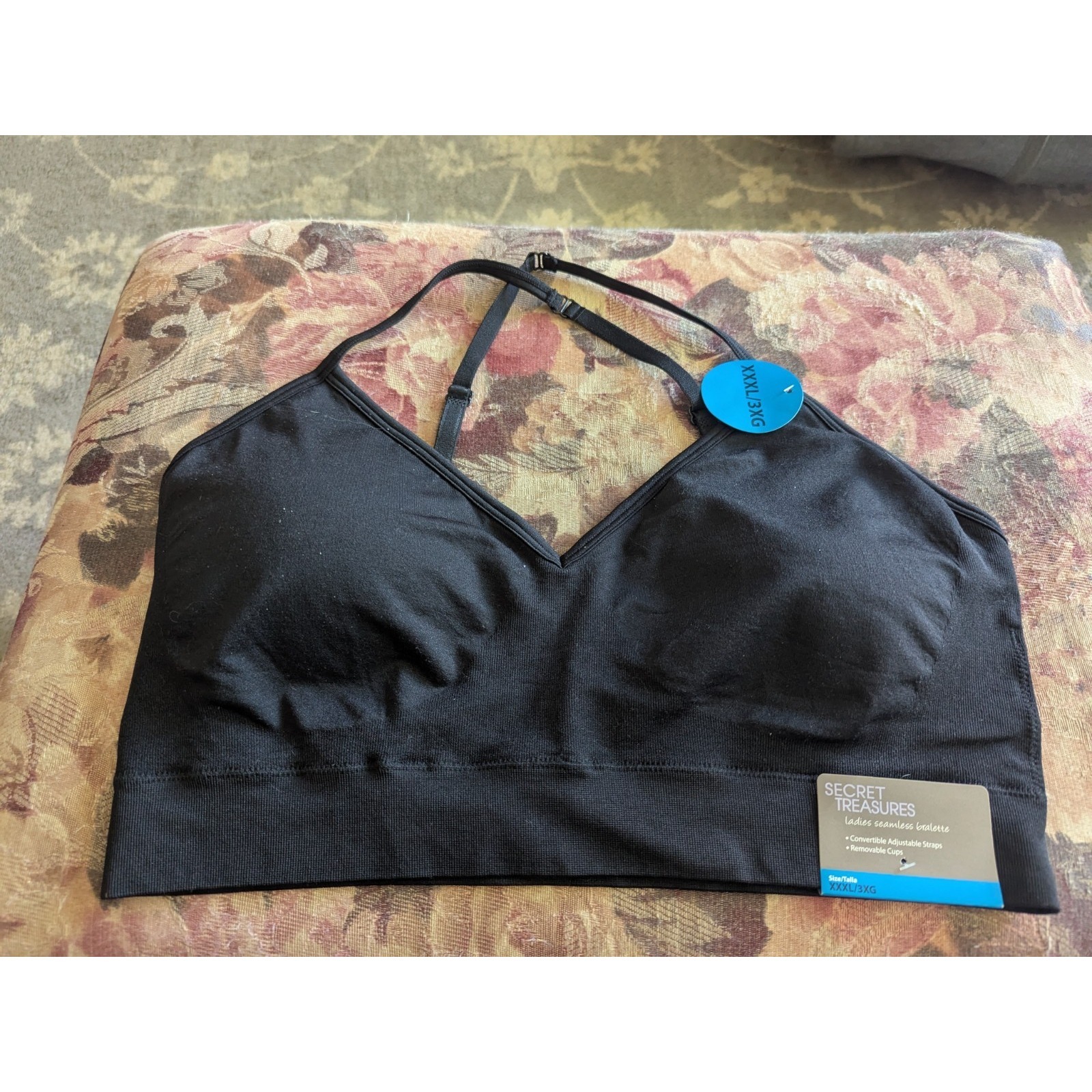 Secret Treasures Women's Black Seamless Adjustable Straps Bralette Size 3xl New!